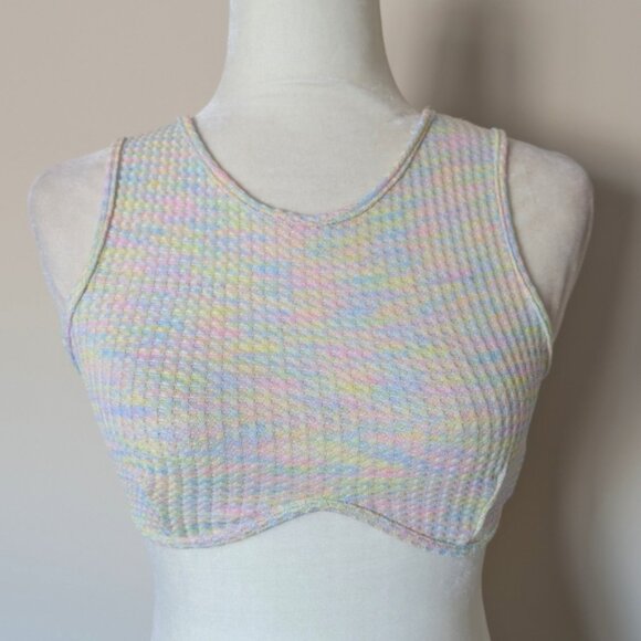 NWT Rainbow Prism Pastel Multicolor Crop Top - Picture 1 of 2